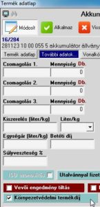 környezetvédelmi termékdíjak táblázat
