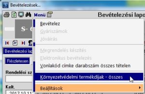 környezetvédelmi termékdíjak menü