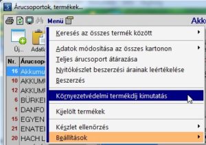 környezetvédelmi termékdíjak statisztika menü